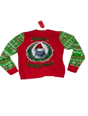 Off The Rack Ugly Christmas Cat The Rack Ugly Christmas Cat Sweater wit…
